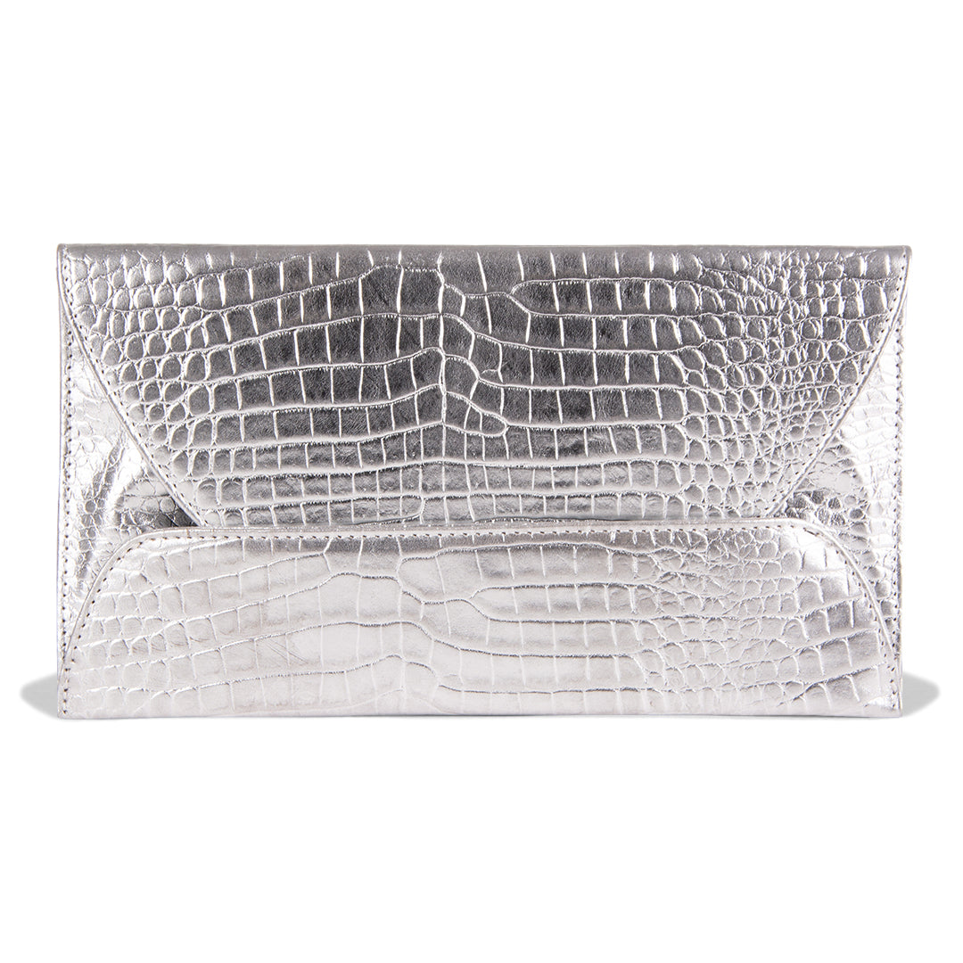 NEW! CLUTCH MISSY PLATA GRABADO